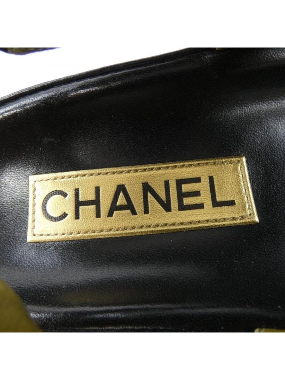 Chanel Size 37 Lambskin Khaki Sandals - Picture 6 of 6